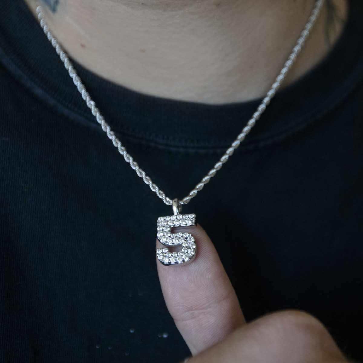 Solid Gold Number Pendants in White Gold-VS Diamonds