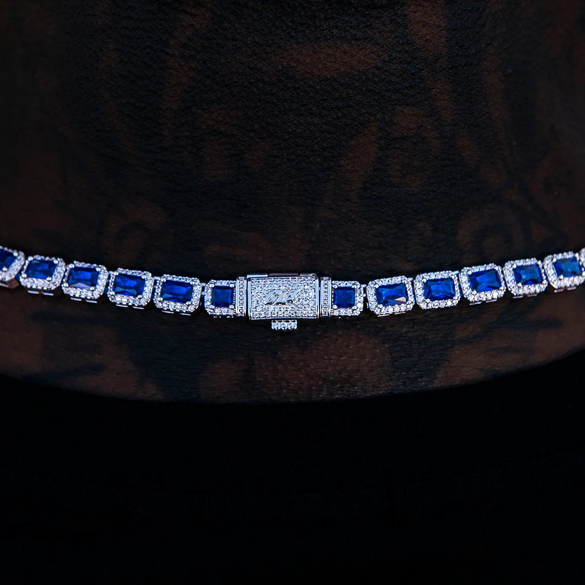 Sapphire Cushion Cut Tennis Chain in White Gold - 7mm