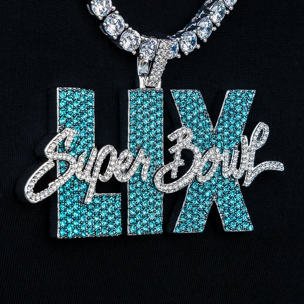 Super Bowl LIX Official NFL Green Wordmark Pendant in White Gold