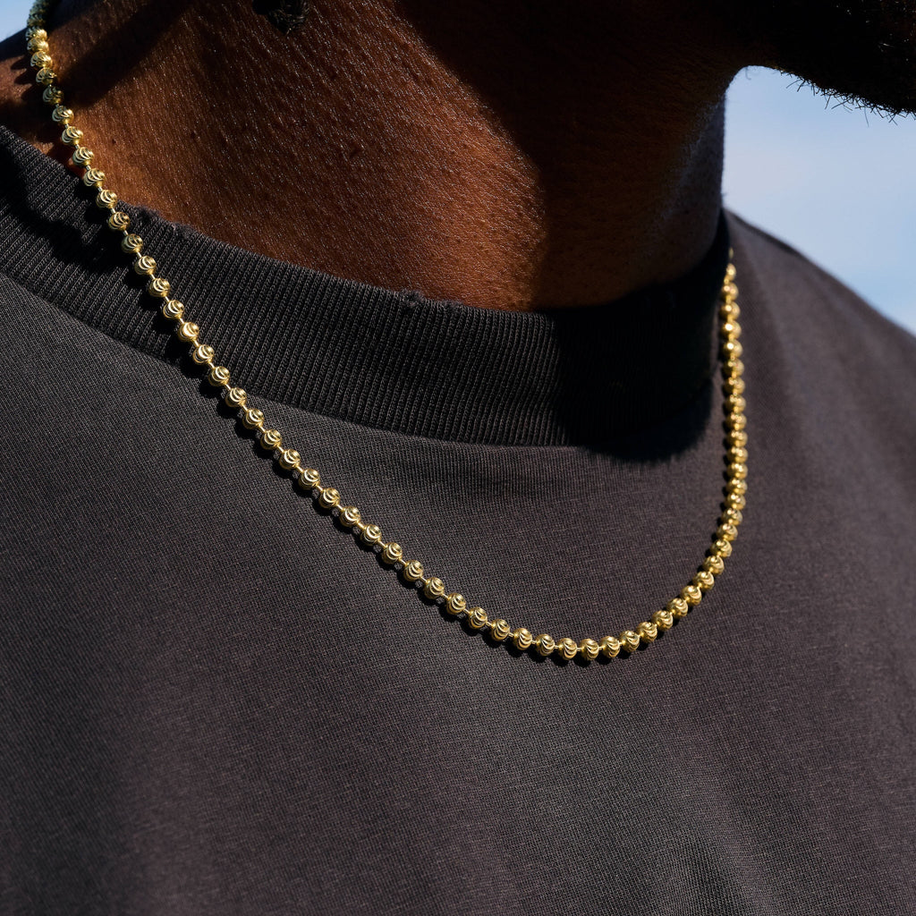 Moon Cut Ball Chain in Solid Gold - 4mm