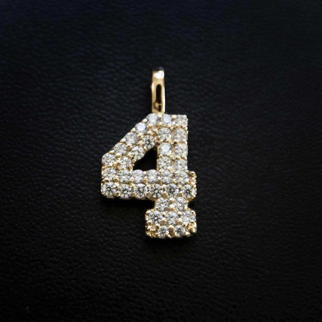 Solid Gold Number Pendants in Yellow Gold-VS Diamonds