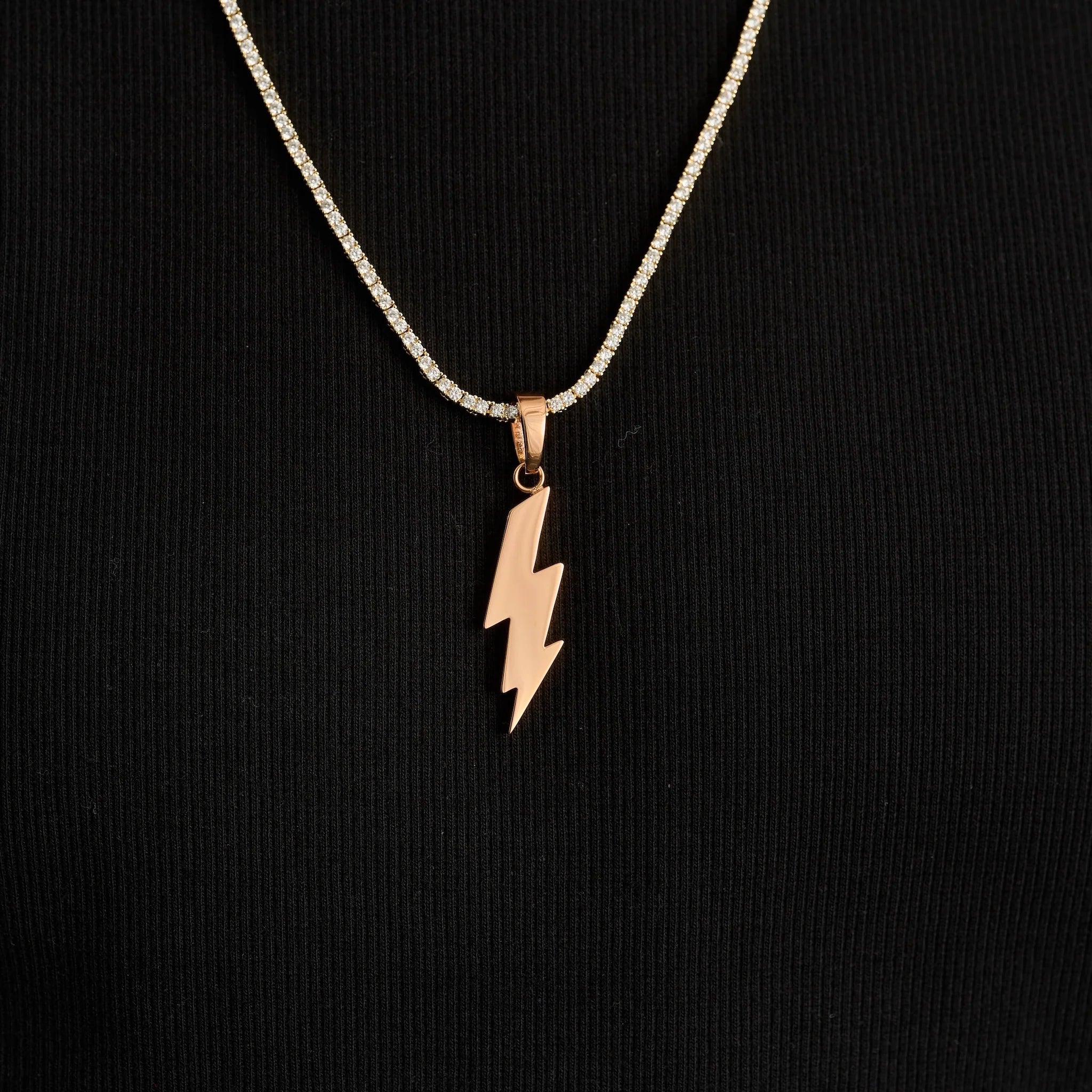 Simple Lighting Bolt Pendant in Rose Gold