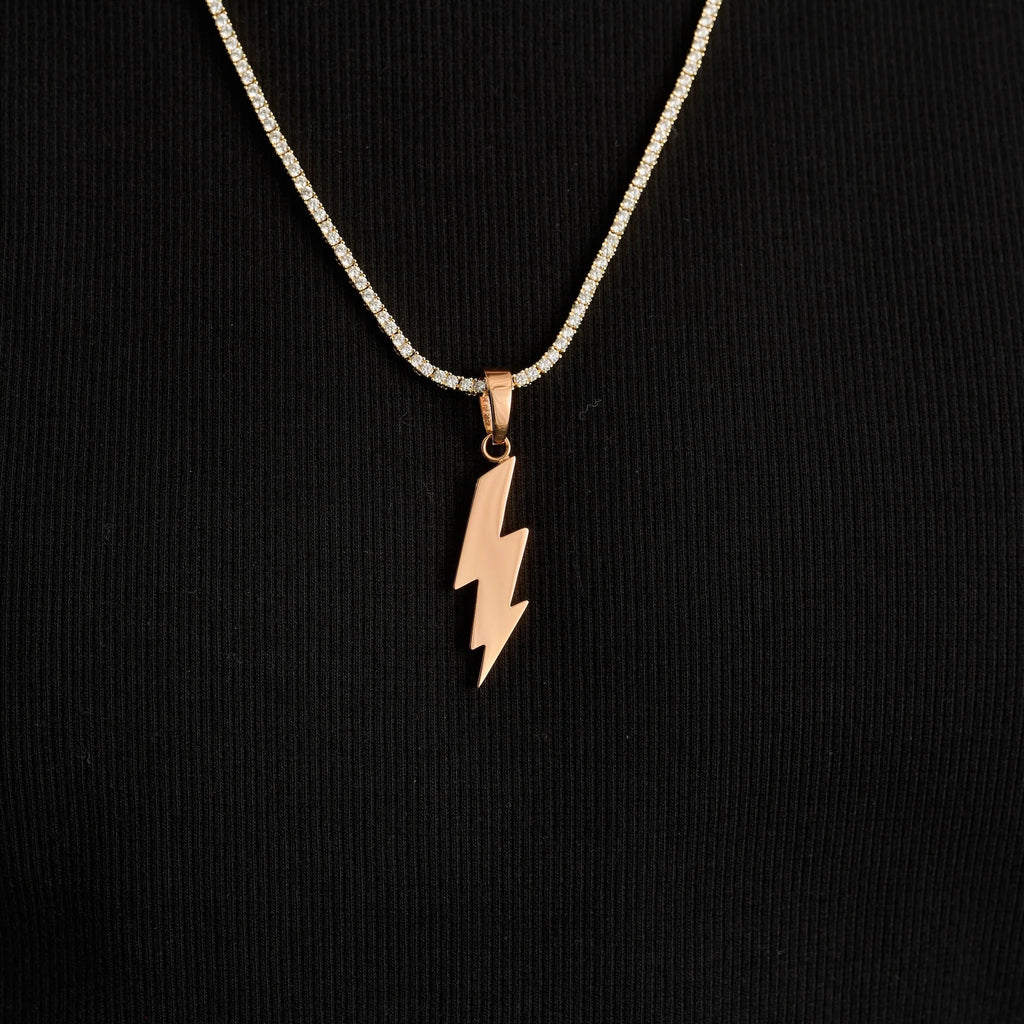Simple Lighting Bolt Pendant in Rose Gold