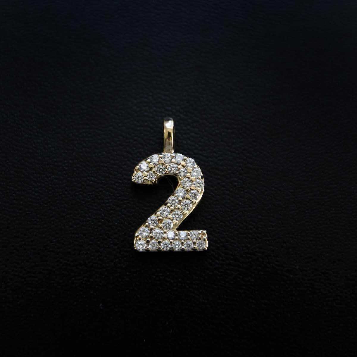 Solid Gold Number Pendants in Yellow Gold-VS Diamonds