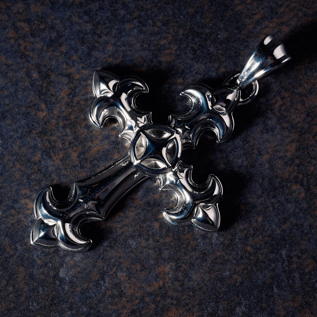 GLD X Bloody Osiris Large Cross Pendant in Solid White Gold