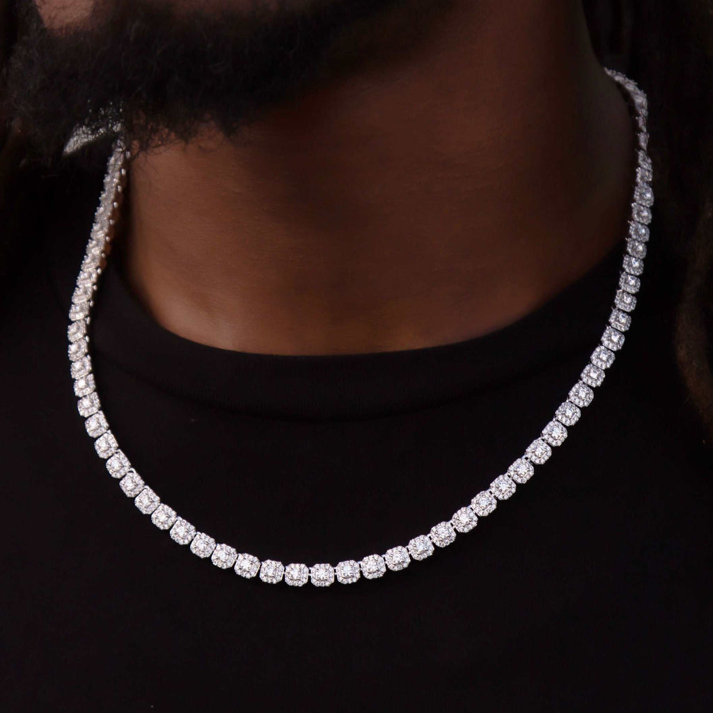 Clustered Moissanite Tennis Chain in Sterling Silver - 6MM