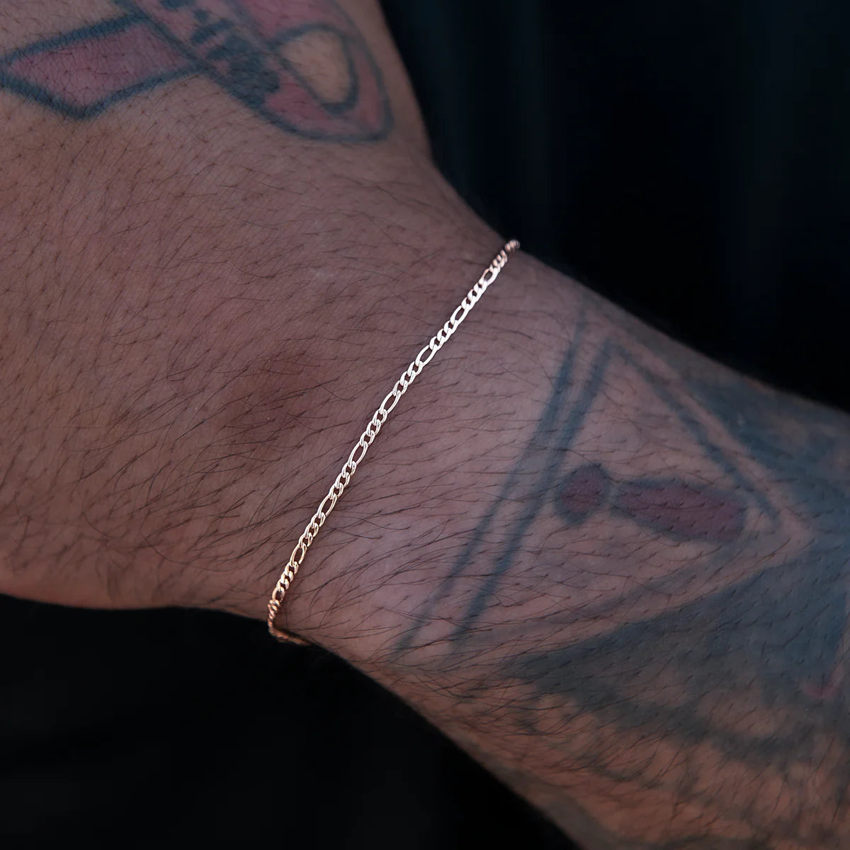 Figaro Chain + Bracelet Bundle in Rose Gold- 2mm