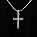 Round Nail Cross Pendant in White Gold