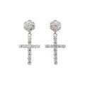 Moissanite Diamond Studded Cross Earring in Sterling Silver