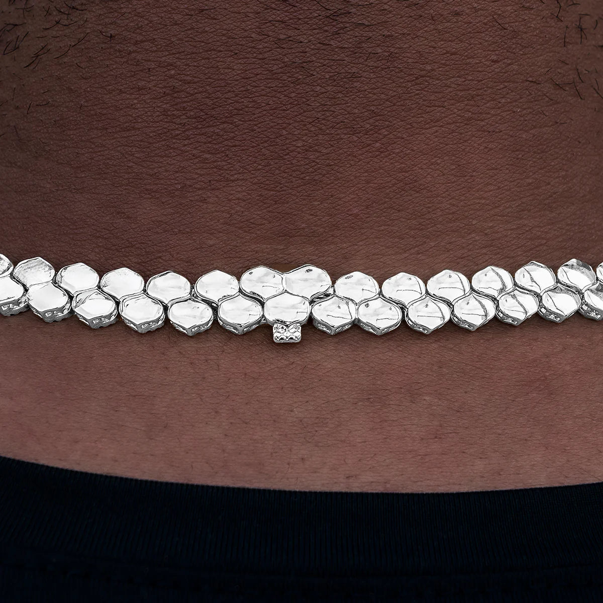 Flat Snake Link Chain in White Gold-4mm