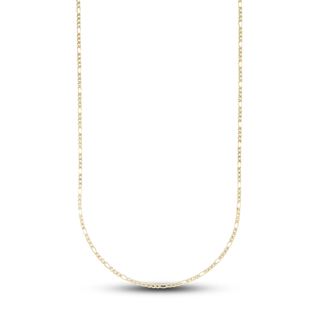 Figaro Chain in Hollow Yellow Gold - 2mm