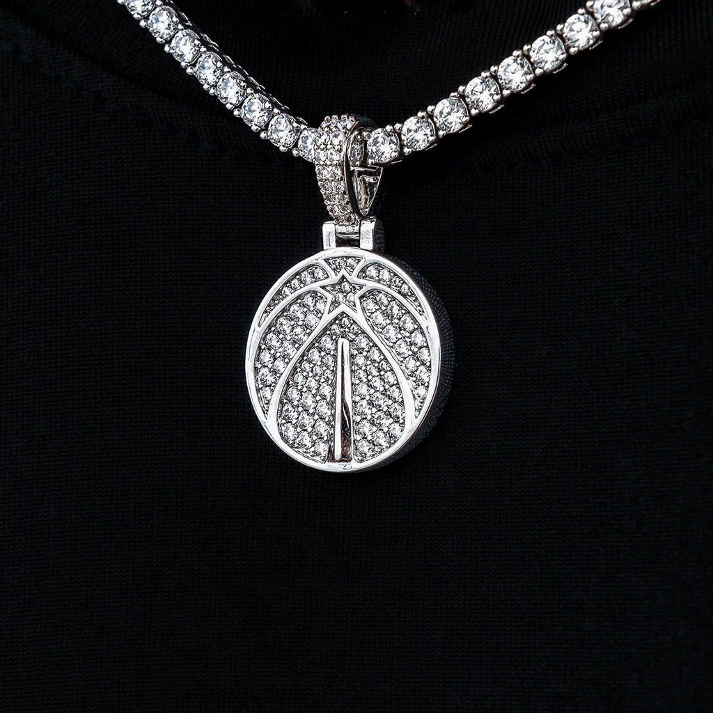 Washington Wizards Official NBA Micro Logo Pendant in White Gold