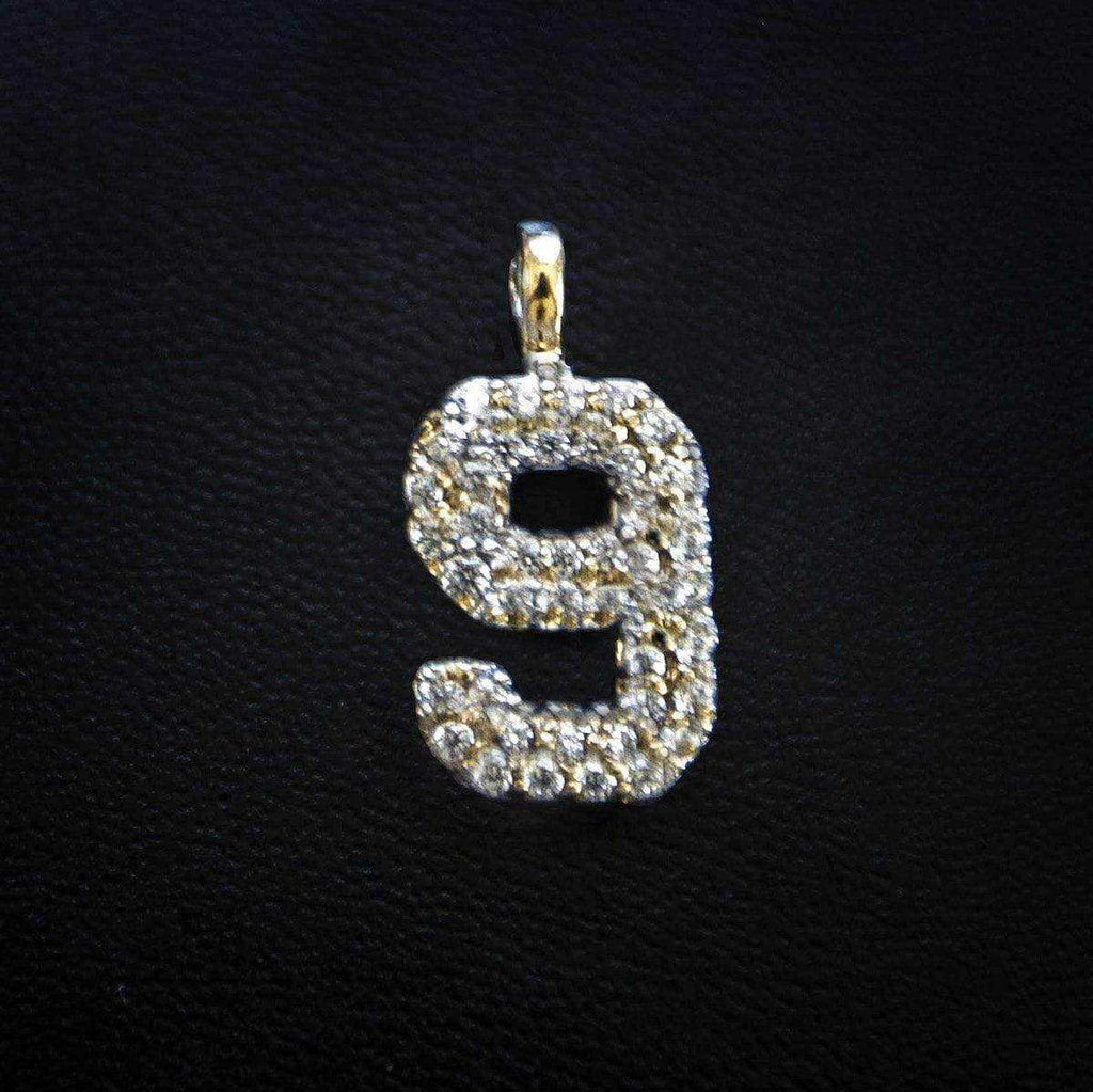 Solid Gold Number Pendants in Yellow Gold-VS Diamonds