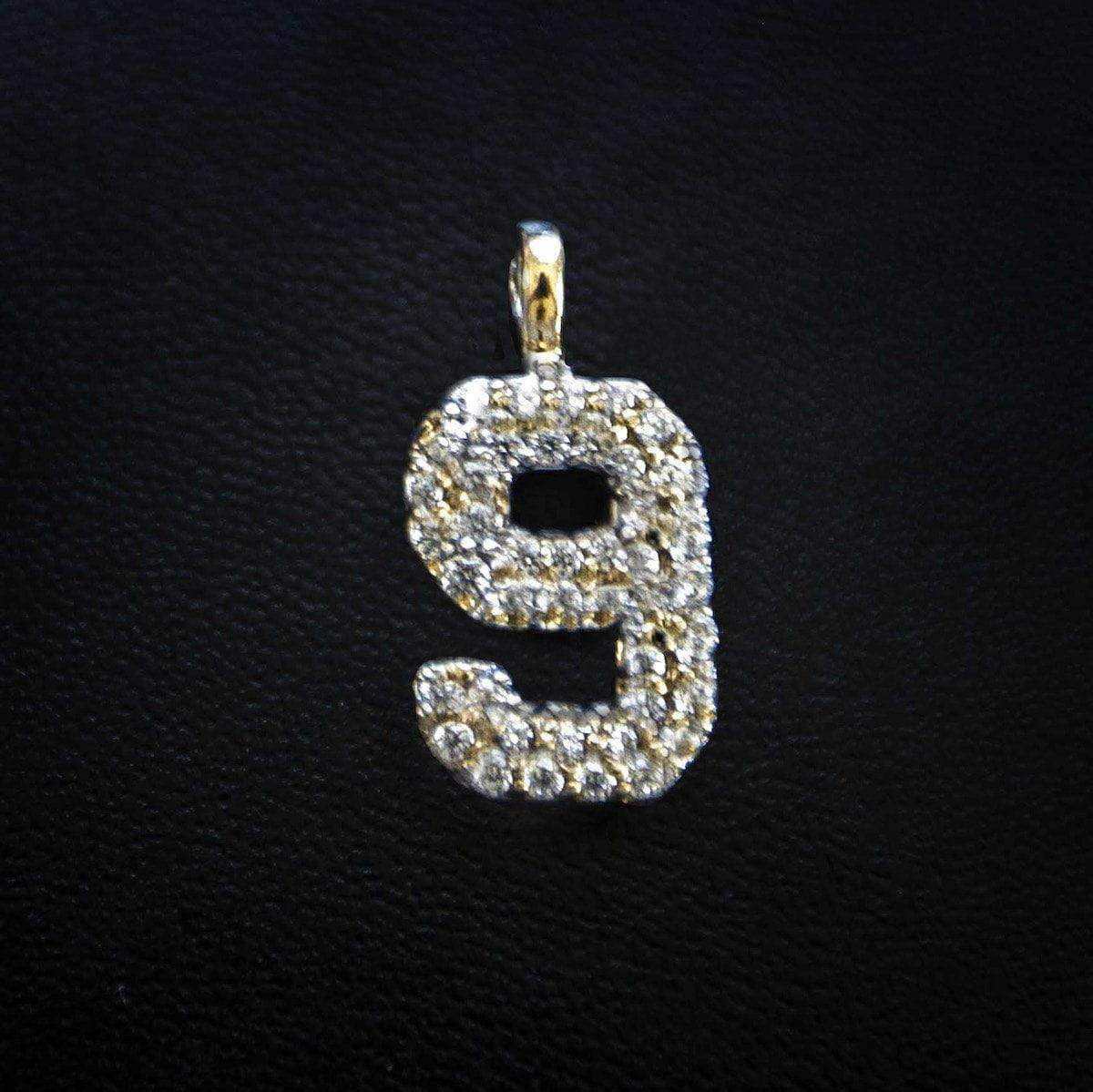 Solid Gold Number Pendants in Yellow Gold-VS Diamonds