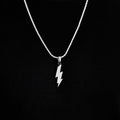 Simple Lightning Bolt Pendant in White Gold