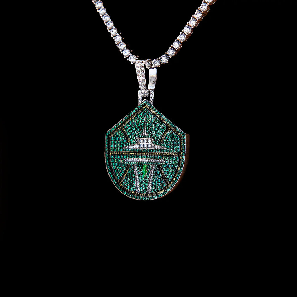 Seattle Storm Official WNBA 2025 Logo Pendant in White Gold