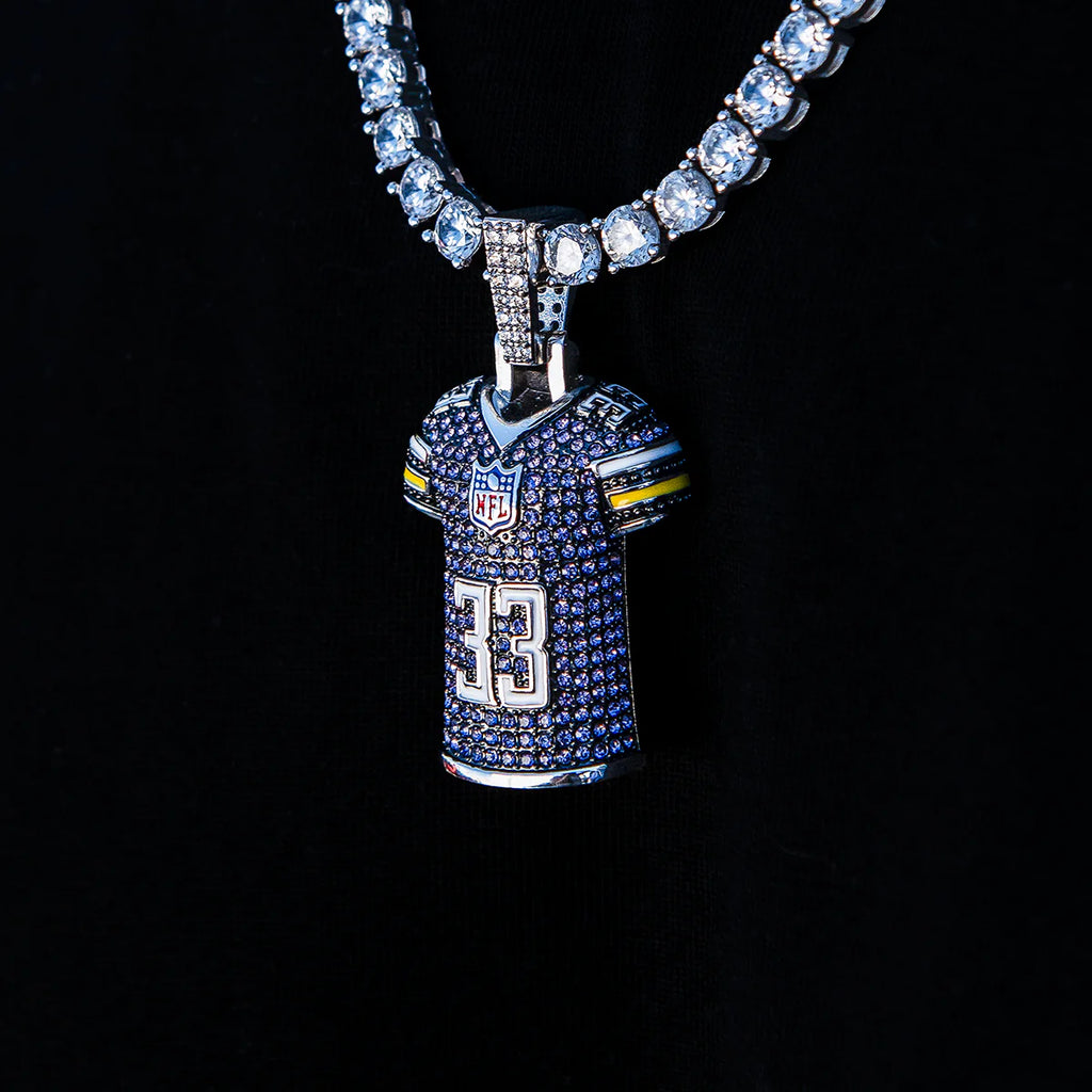 Aaron Jones Minnesota Vikings Purple #33 Jersey Pendant - White Gold