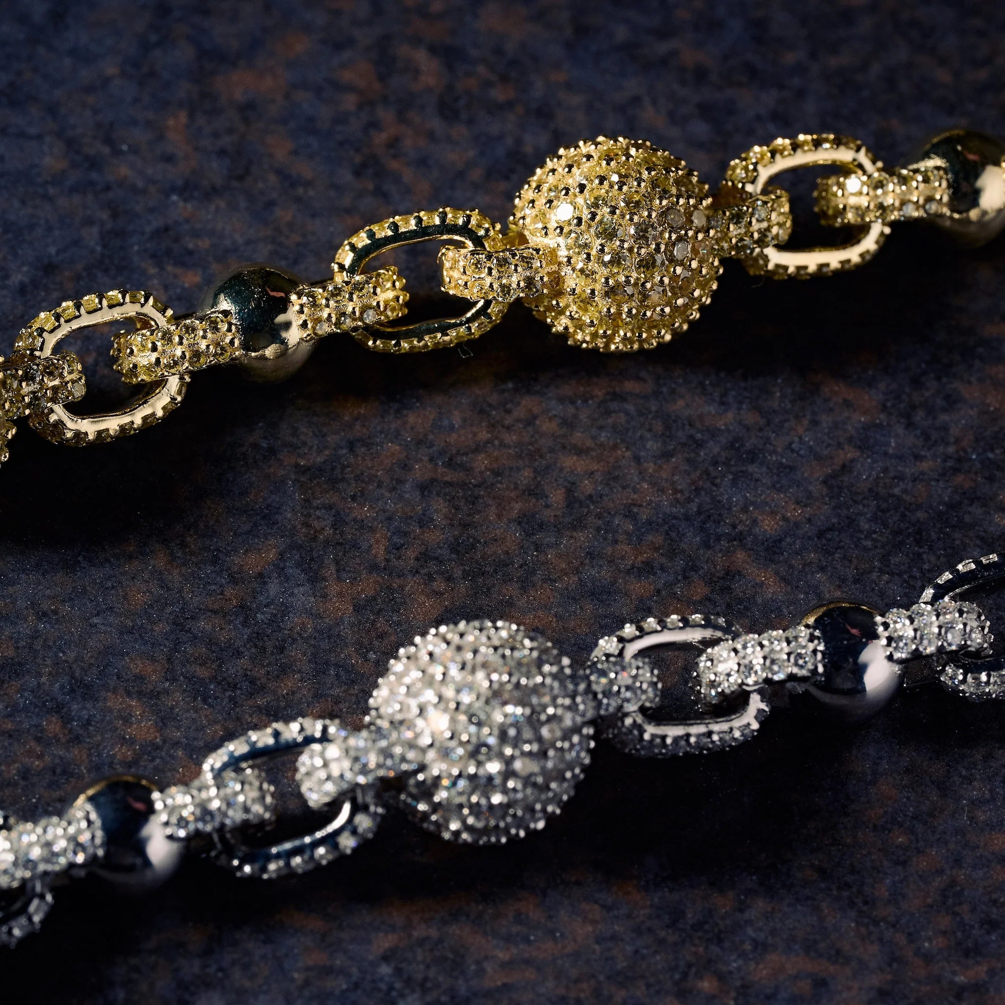 GLD X Bloody Osiris Dual Finish Ball Chain in White and Yellow Gold