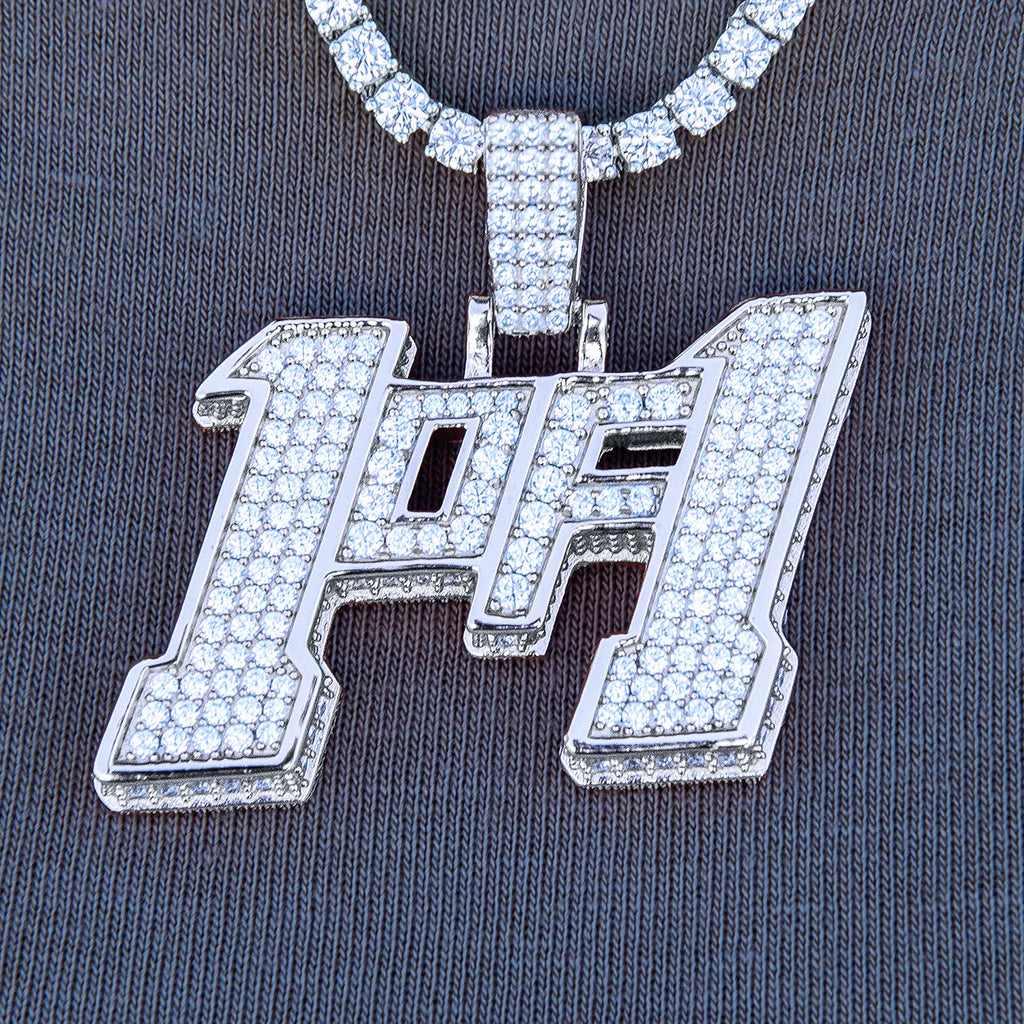 Men's Moissanite 1of1 Pendant in White Gold Vermeil