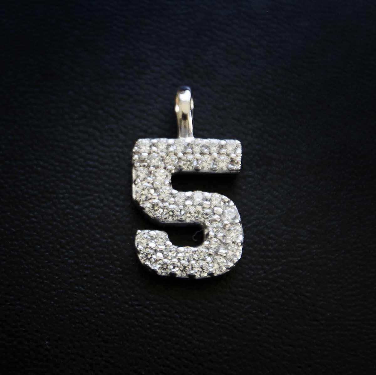 Solid Gold Number Pendants in White Gold-VS Diamonds