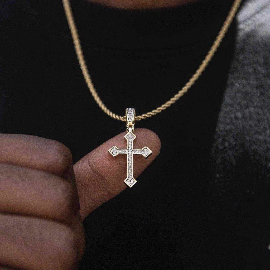 Solid Gold Iced Celtic Cross Pendant-VS Diamonds
