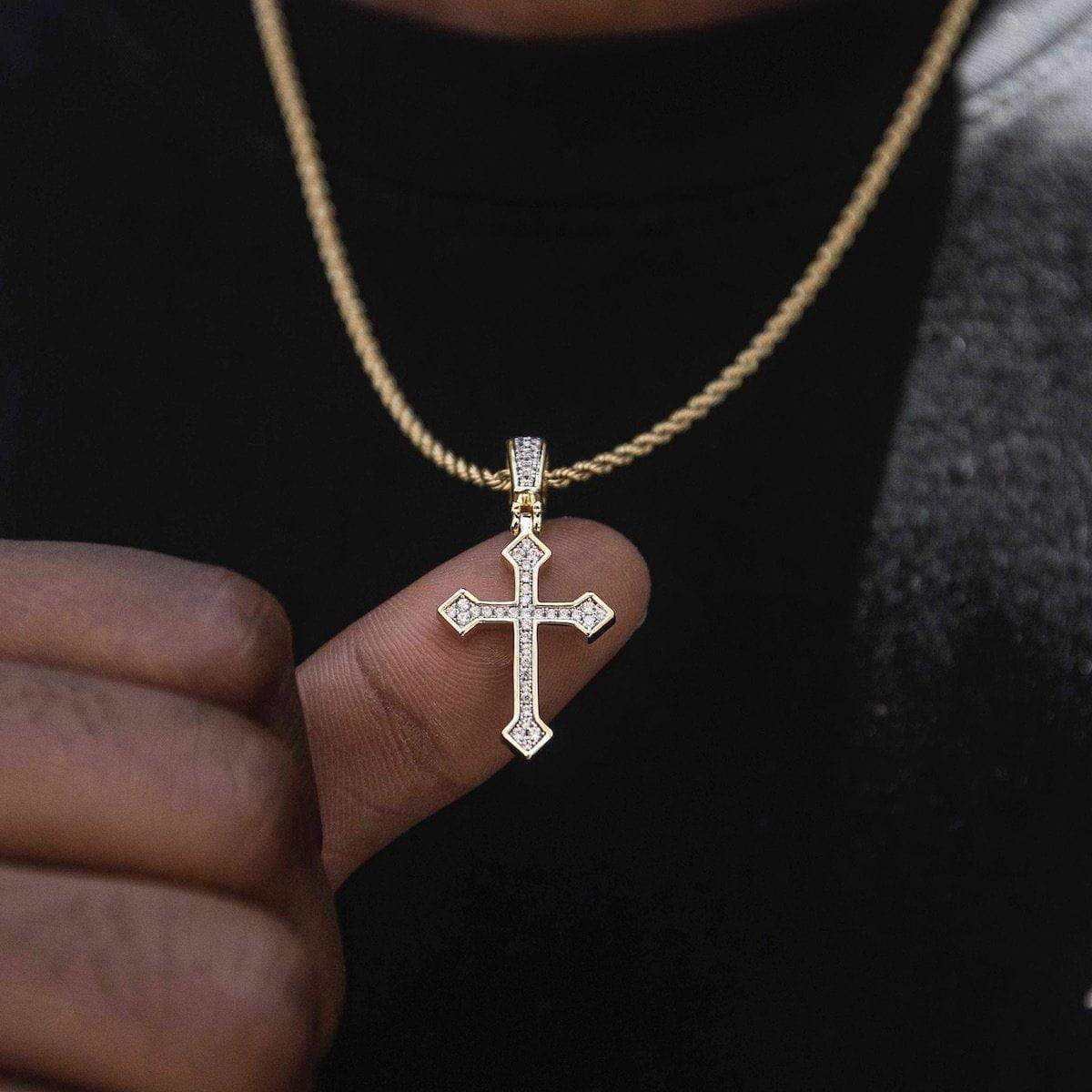 Solid Gold Iced Celtic Cross Pendant-VS Diamonds
