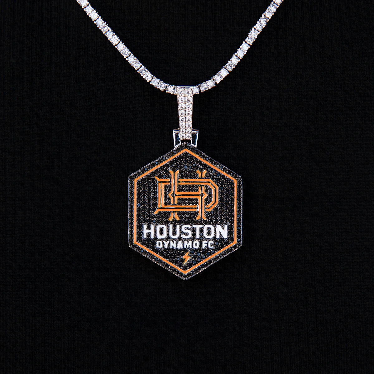 Houston Dynamo FC Official MLS Logo Pendant in White Gold