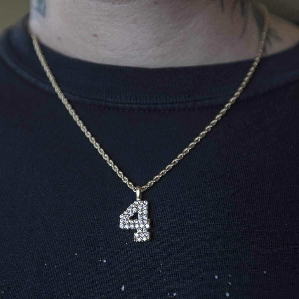 Solid Gold Number Pendants in Yellow Gold-VS Diamonds