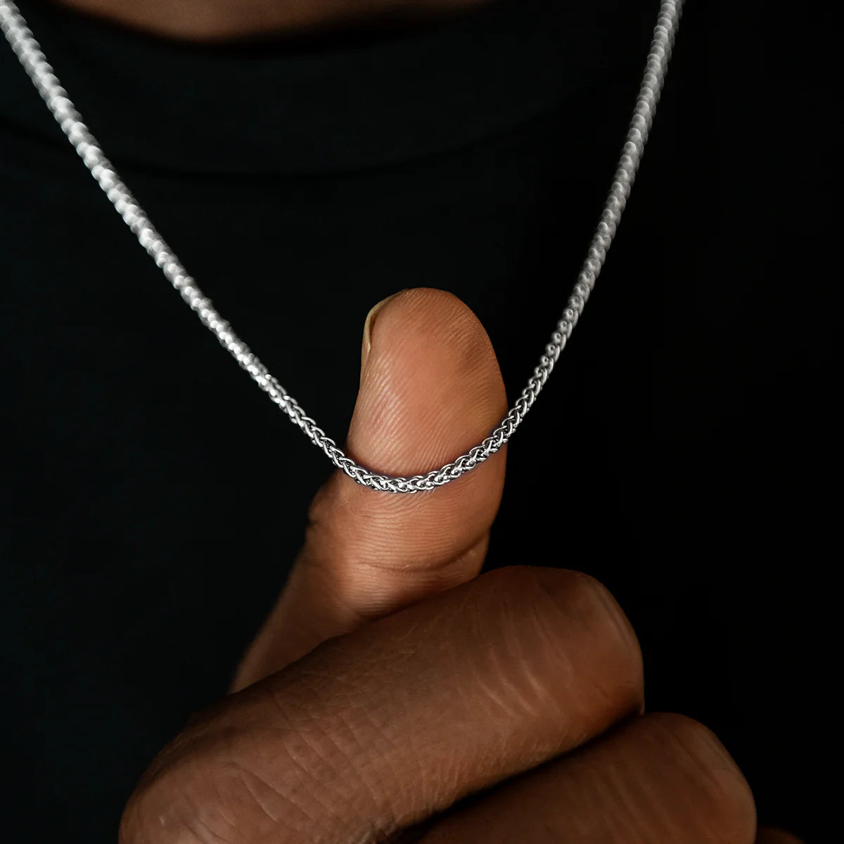 Palm Chain + Bracelet Bundle in White Gold- 2mm