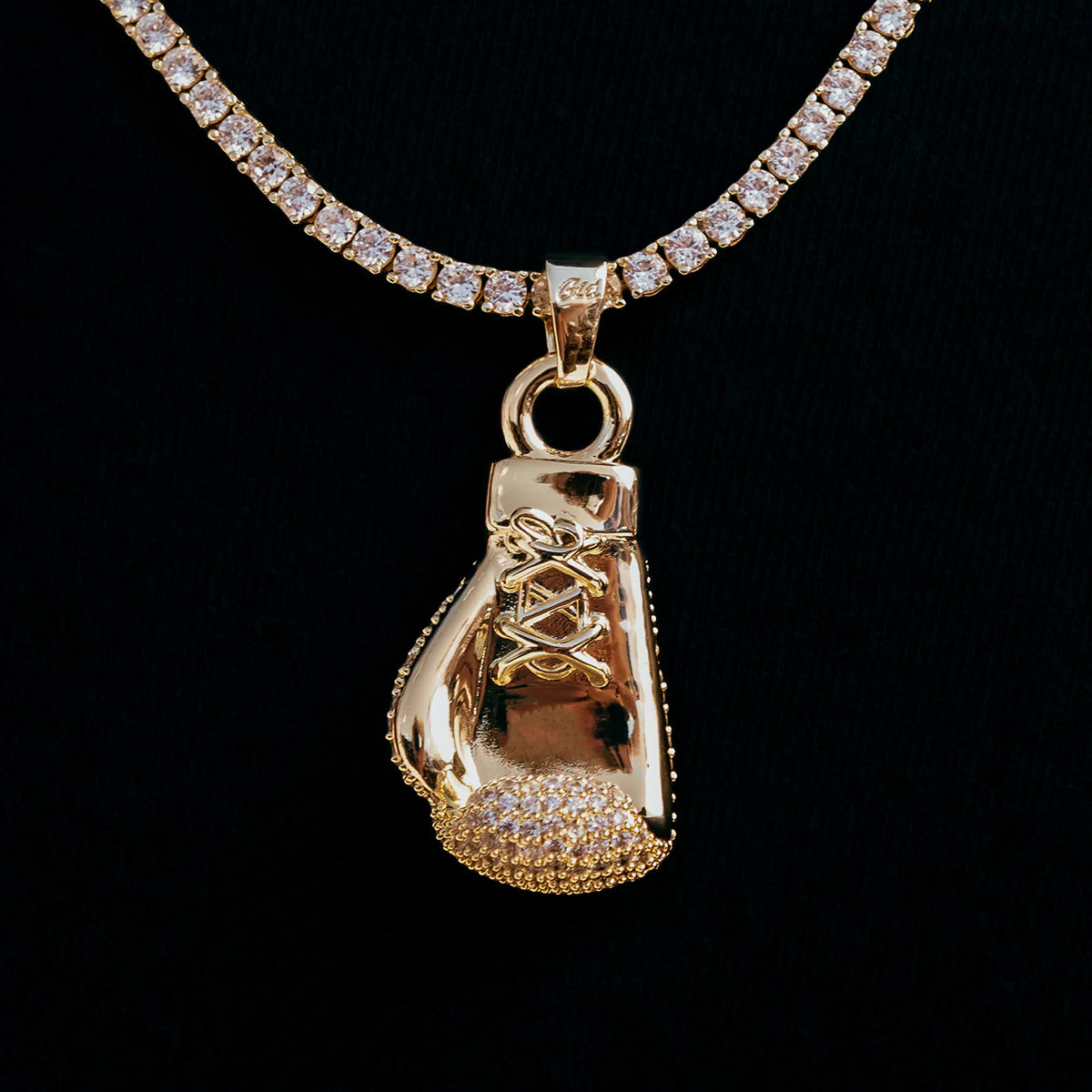 Iced Boxing Glove in Yellow Gold