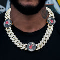 Miami Heat Official NBA Diamond Prong Cuban Chain in Yellow Gold- 25mm
