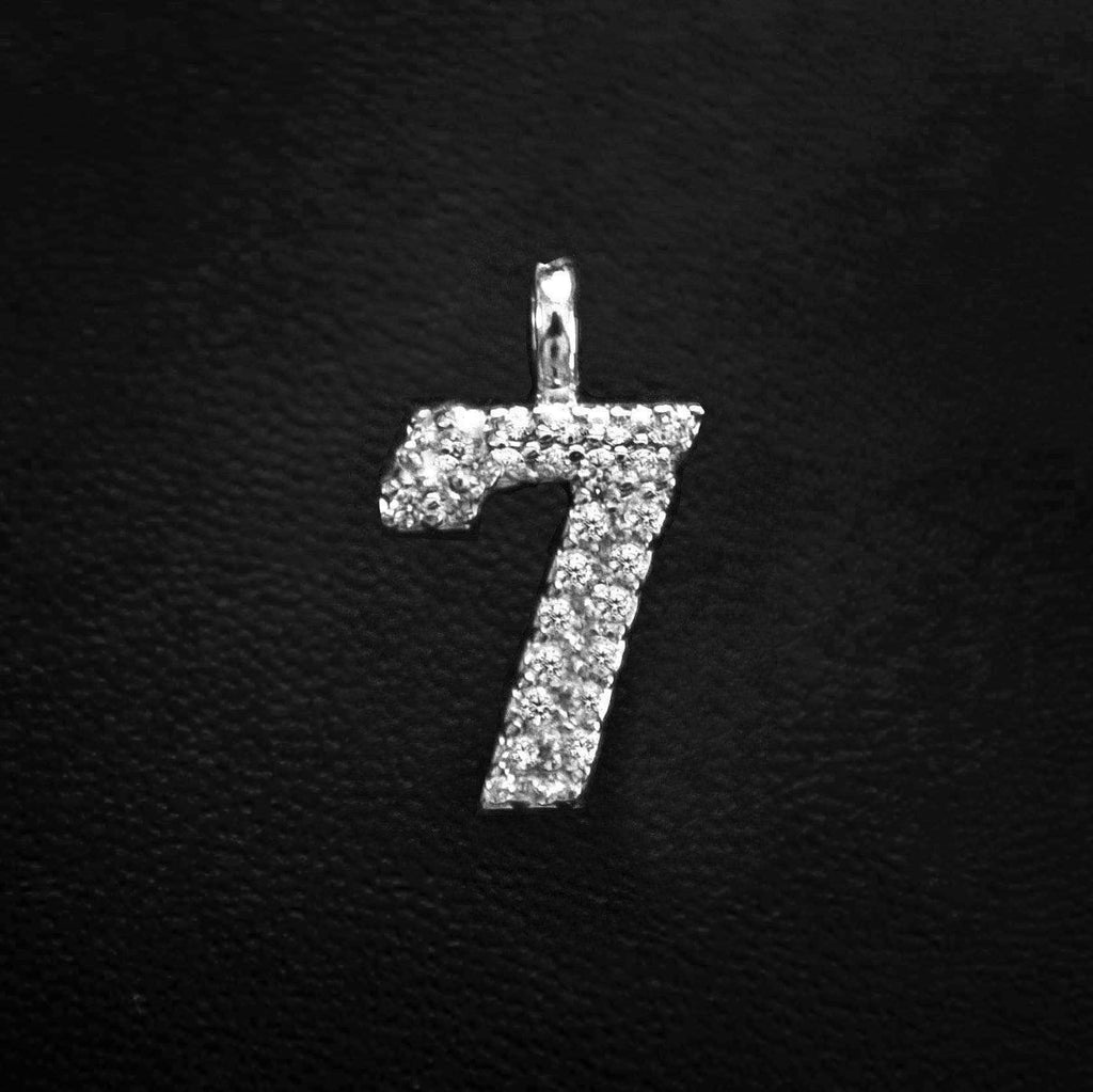 Solid Gold Number Pendants in White Gold-VS Diamonds