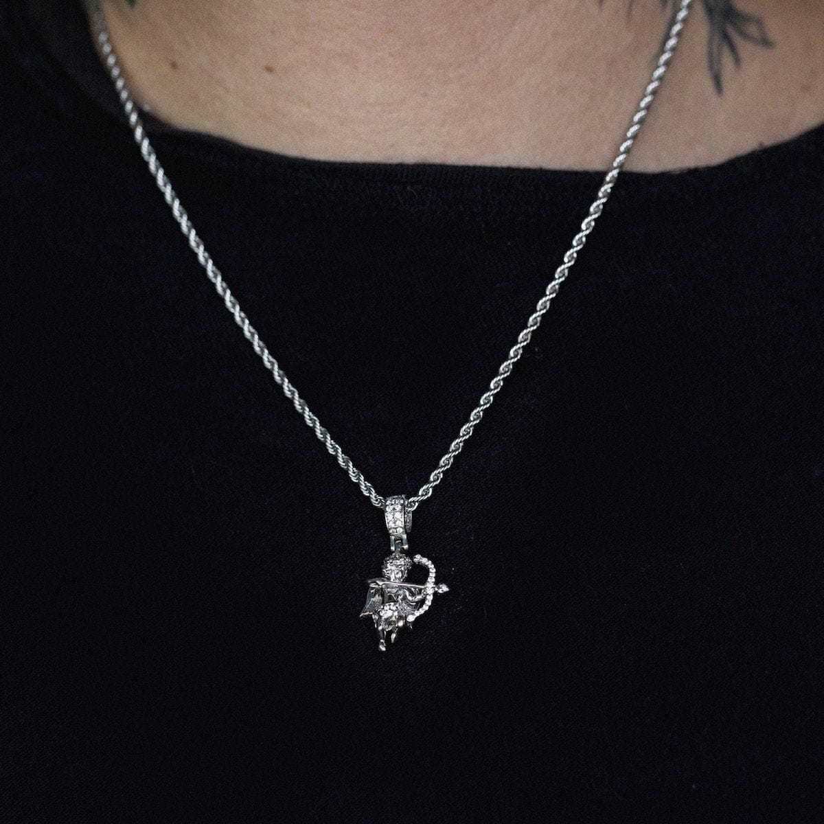 Solid White Gold Iced Cupid Pendant-VS Diamonds