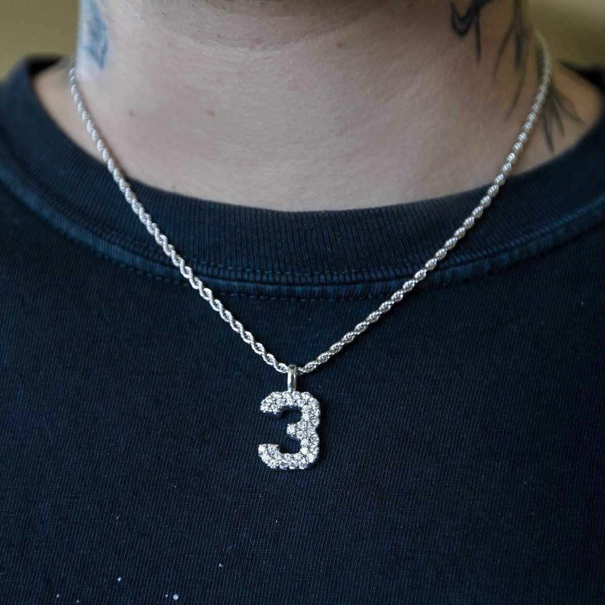 Solid Gold Number Pendants in White Gold-VS Diamonds