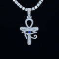 Large Diamond Eye of Horus Ankh Pendant in White Gold