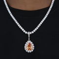 Iced Teardrop Rock Pendant in White Gold