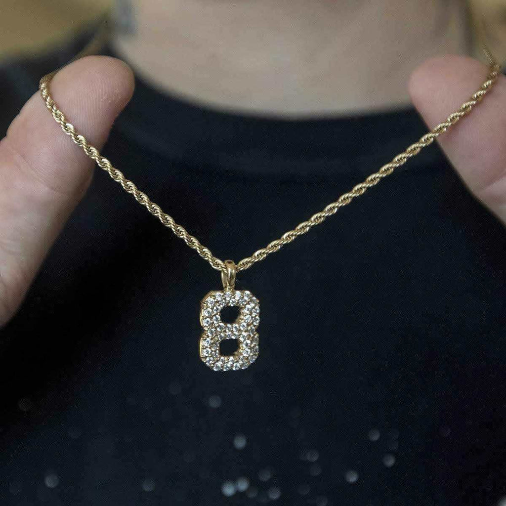 Solid Gold Number Pendants in Yellow Gold-VS Diamonds