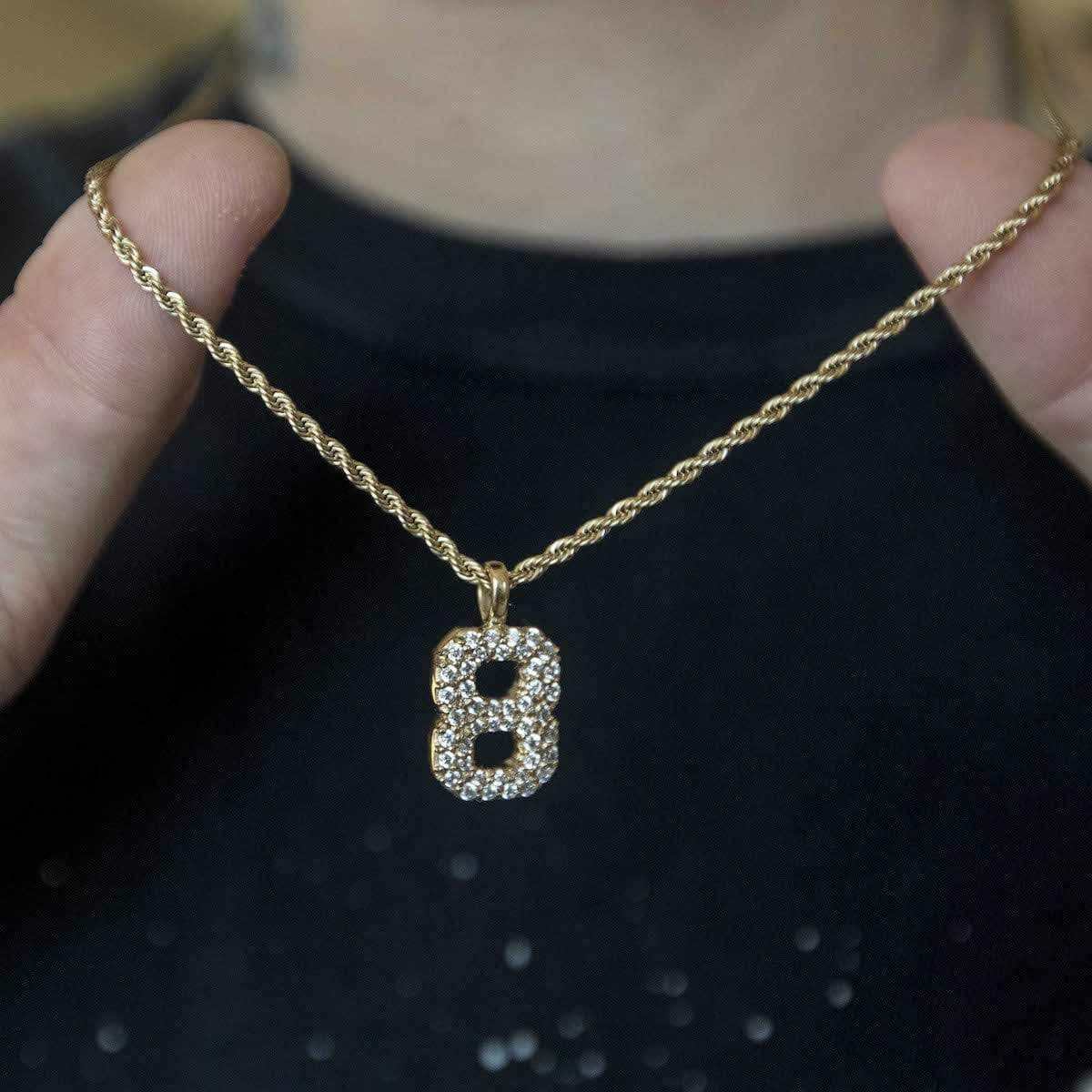 Solid Gold Number Pendants in Yellow Gold-VS Diamonds