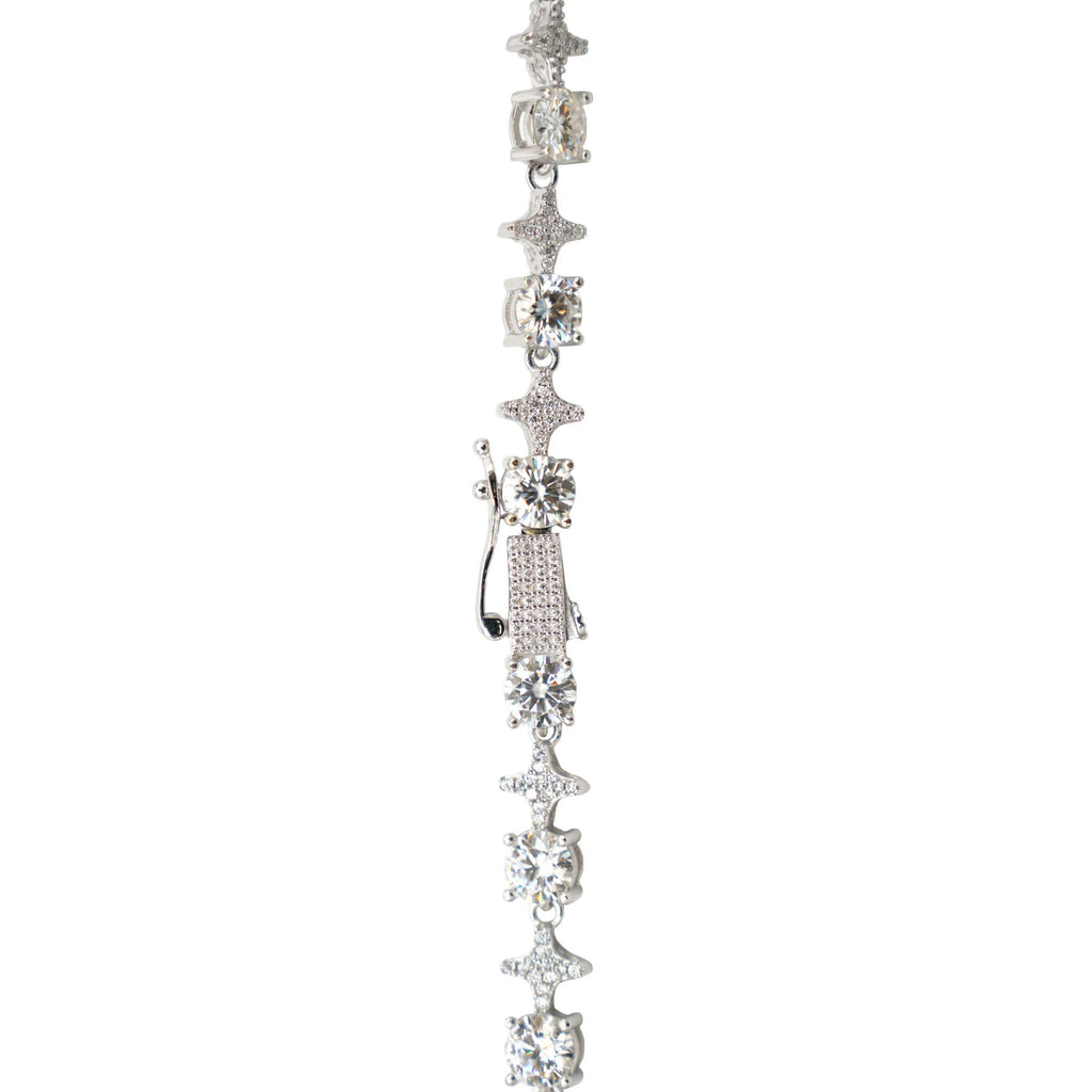 Moissanite Round Stone Star Tennis Chain in Sterling Silver