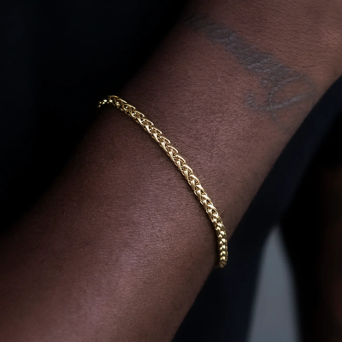 Palm Chain Bracelet in Yellow Gold- 4mm