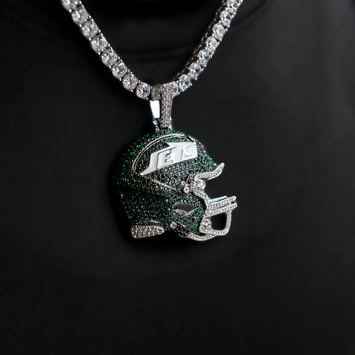 2025 New York Jets Team Helmet Pendant - White Gold