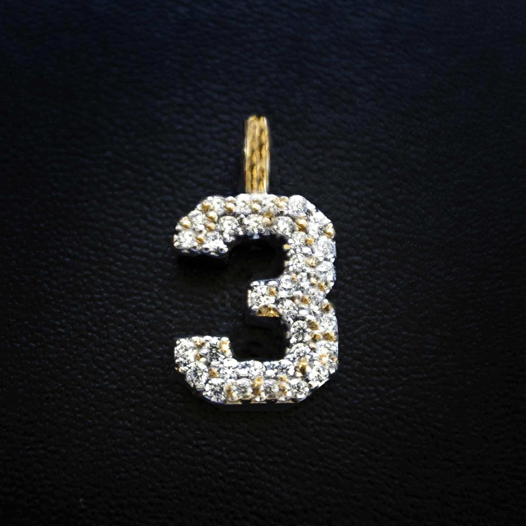 Solid Gold Number Pendants in Yellow Gold-VS Diamonds