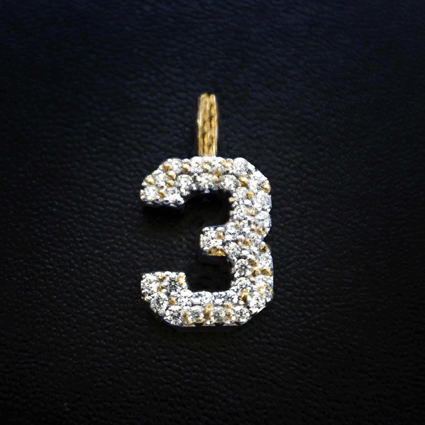 Solid Gold Number Pendants in Yellow Gold-VS Diamonds