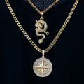 Dragon and Compass Set in Yellow Gold