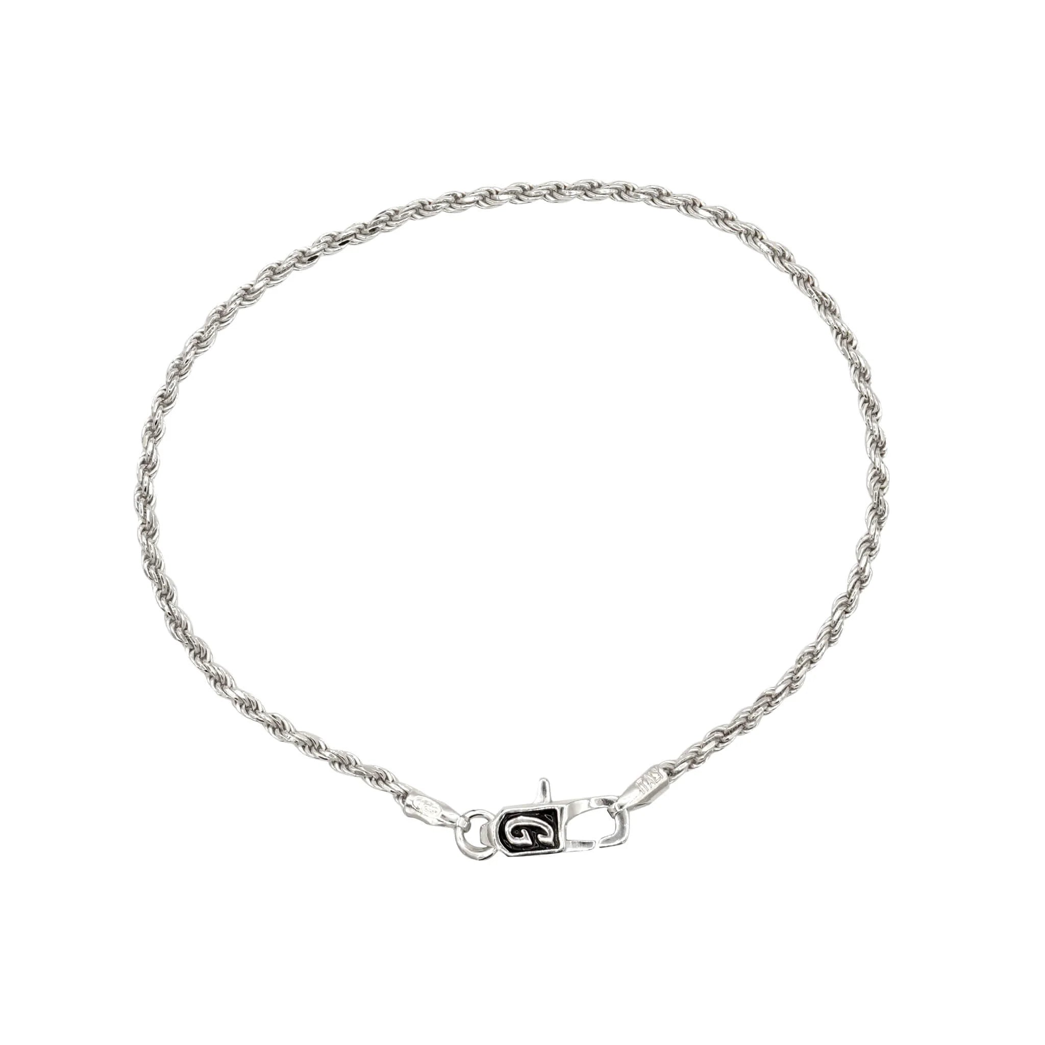 Rope Chain Bracelet in Sterling Silver - 2mm