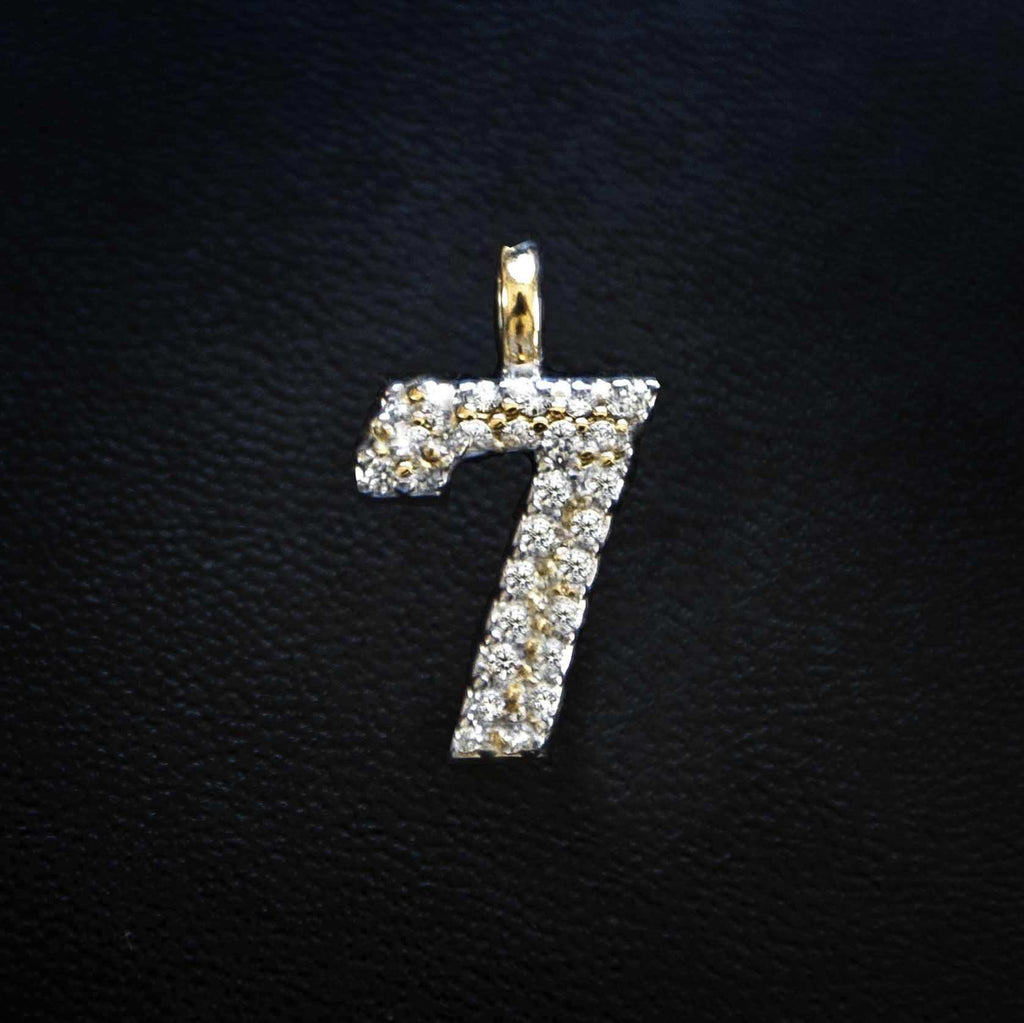 Solid Gold Number Pendants in Yellow Gold-VS Diamonds