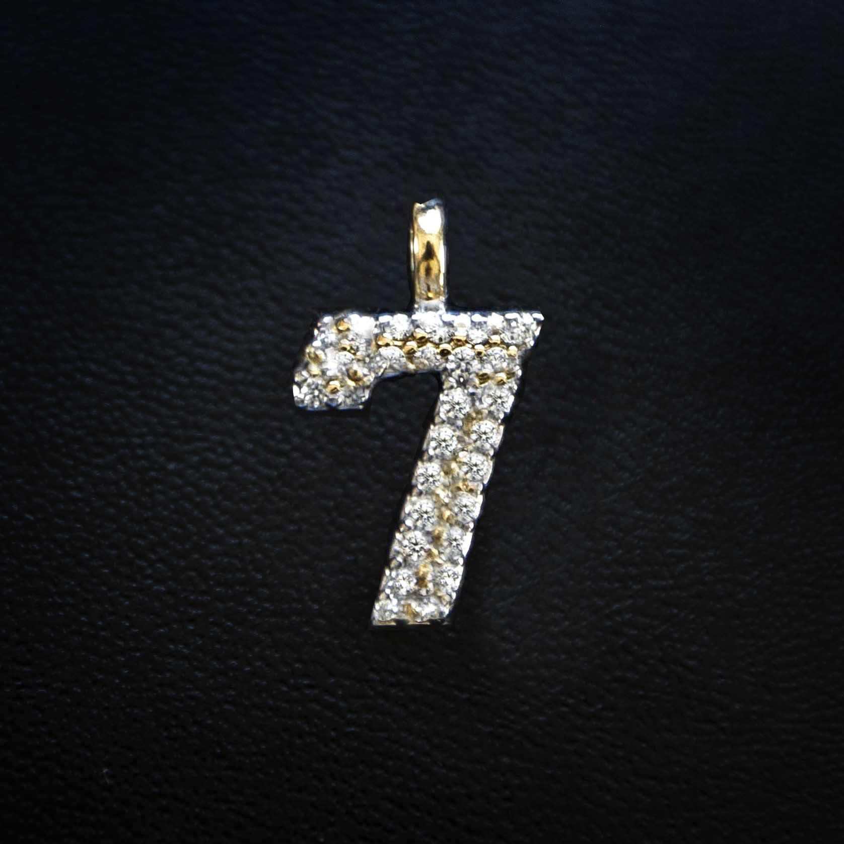 Solid Gold Number Pendants in Yellow Gold-VS Diamonds