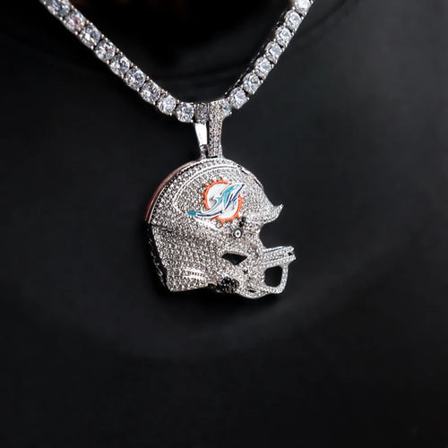 2025 Miami Dolphins Team Helmet Pendant  - White Gold