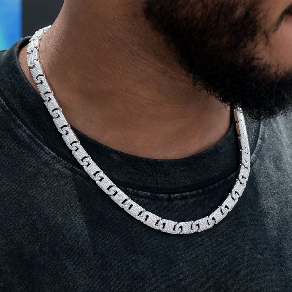 Flat Pave Valentina Chain in White Gold- 8.5mm
