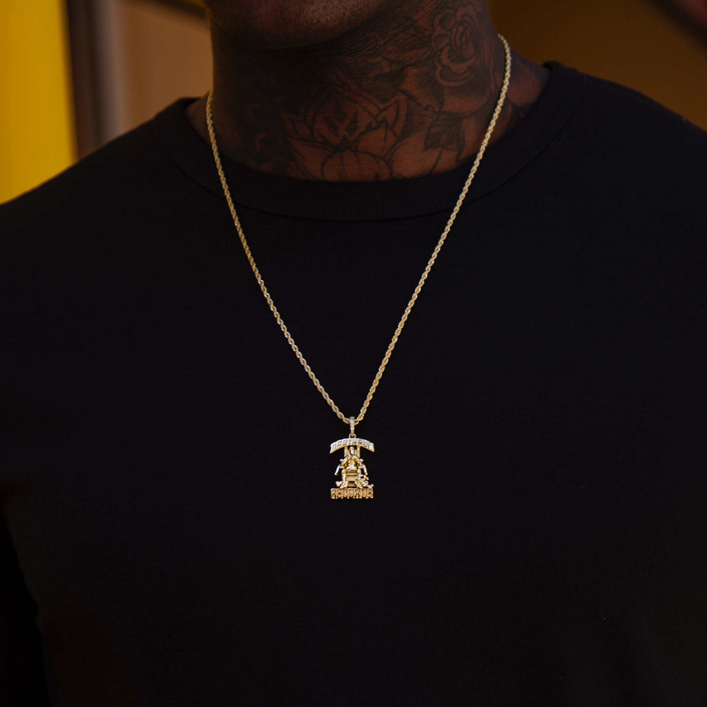 Solid Gold Micro Death Row Pendant-Si Diamonds